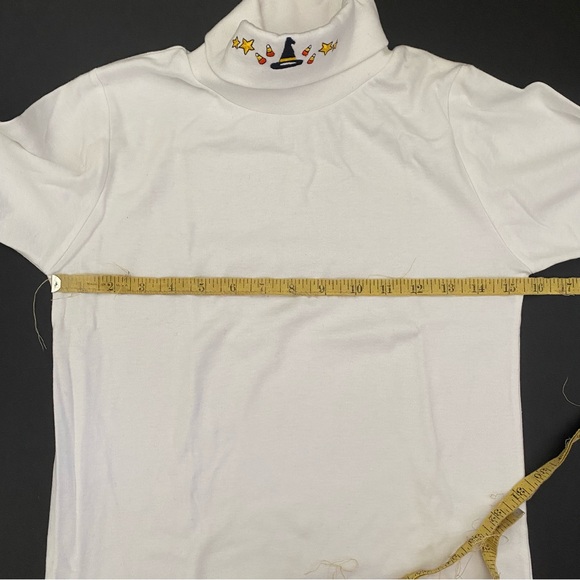 Palettes Halloween Turtleneck Top w/ Witches Hat Embroidery Patch Girl’s Vintage - Picture 4 of 4